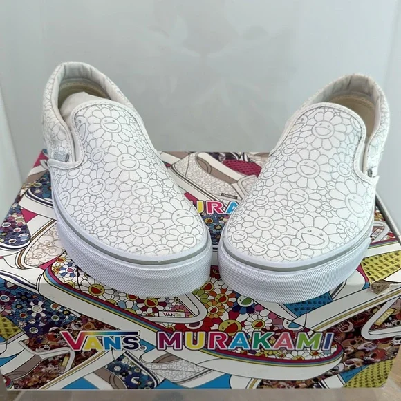 Takashi Murakami X Vans Classic Slip On Flower Silver - Picture 1 of 10